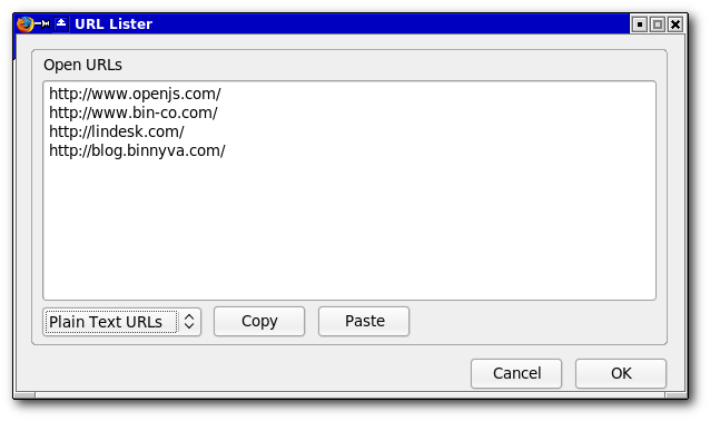 URL Lister Screenshot